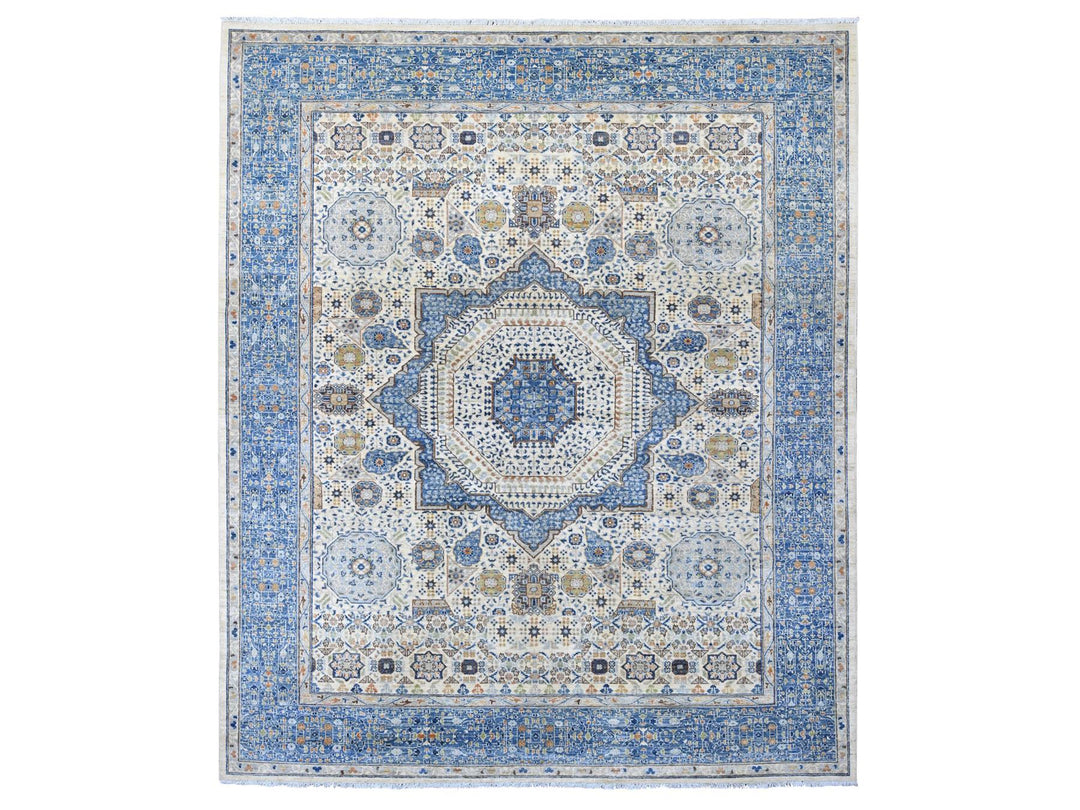 8'1" x 9'8" New Hand Knotted Ivory Wool Rectangle Oriental Rug - MOA10220453
