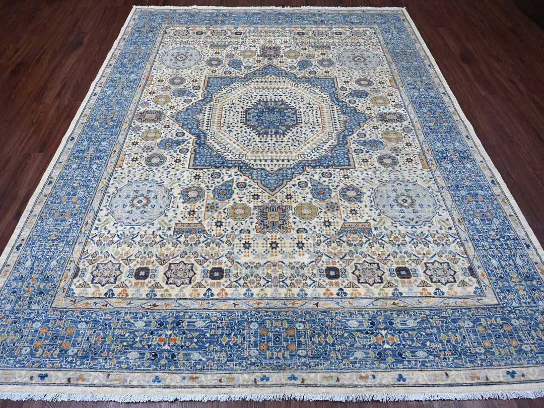 8'1" x 9'8" New Hand Knotted Ivory Wool Rectangle Oriental Rug - MOA10220453