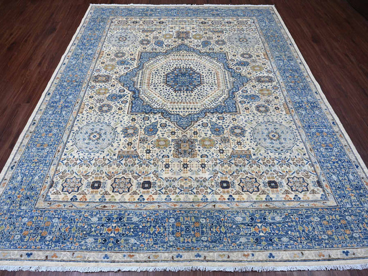 8'1" x 9'8" New Hand Knotted Ivory Wool Rectangle Oriental Rug - MOA10220453