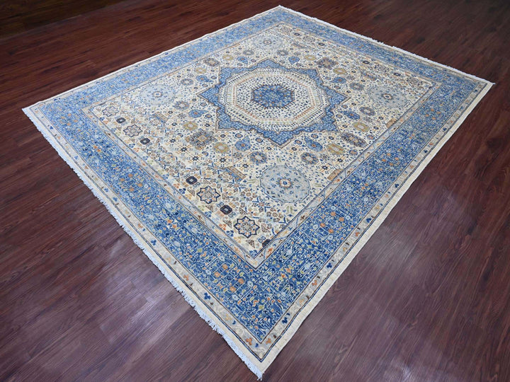 8'1" x 9'8" New Hand Knotted Ivory Wool Rectangle Oriental Rug - MOA10220453
