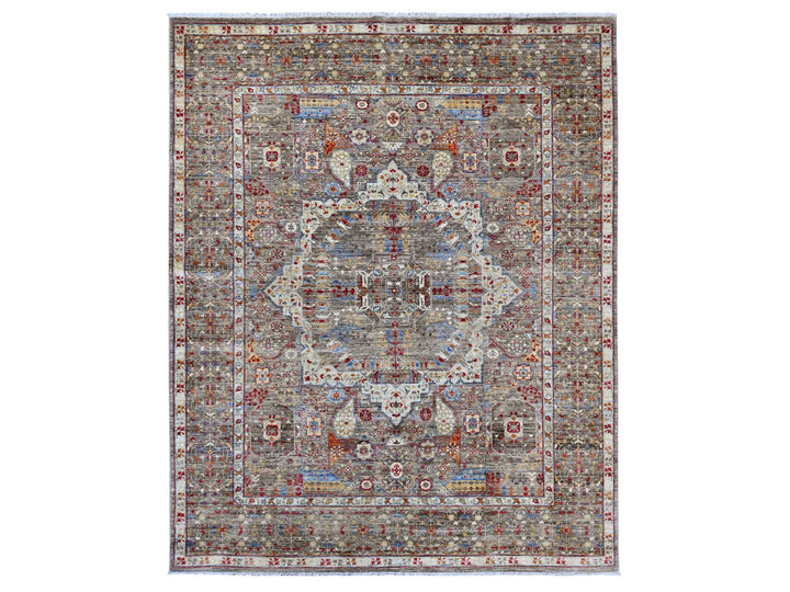 7'10" x 9'6" New Hand Knotted Brown Wool Rectangle Oriental Rug - MOA10220454