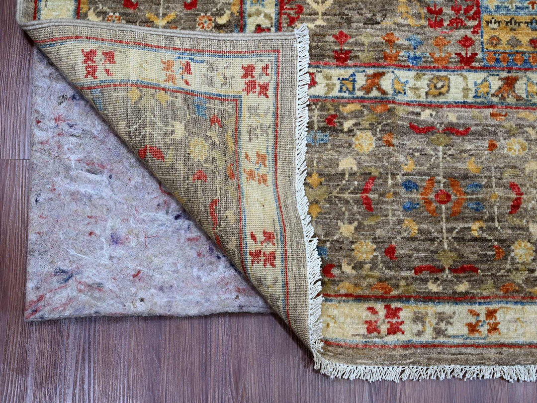 7'10" x 9'6" New Hand Knotted Brown Wool Rectangle Oriental Rug - MOA10220454