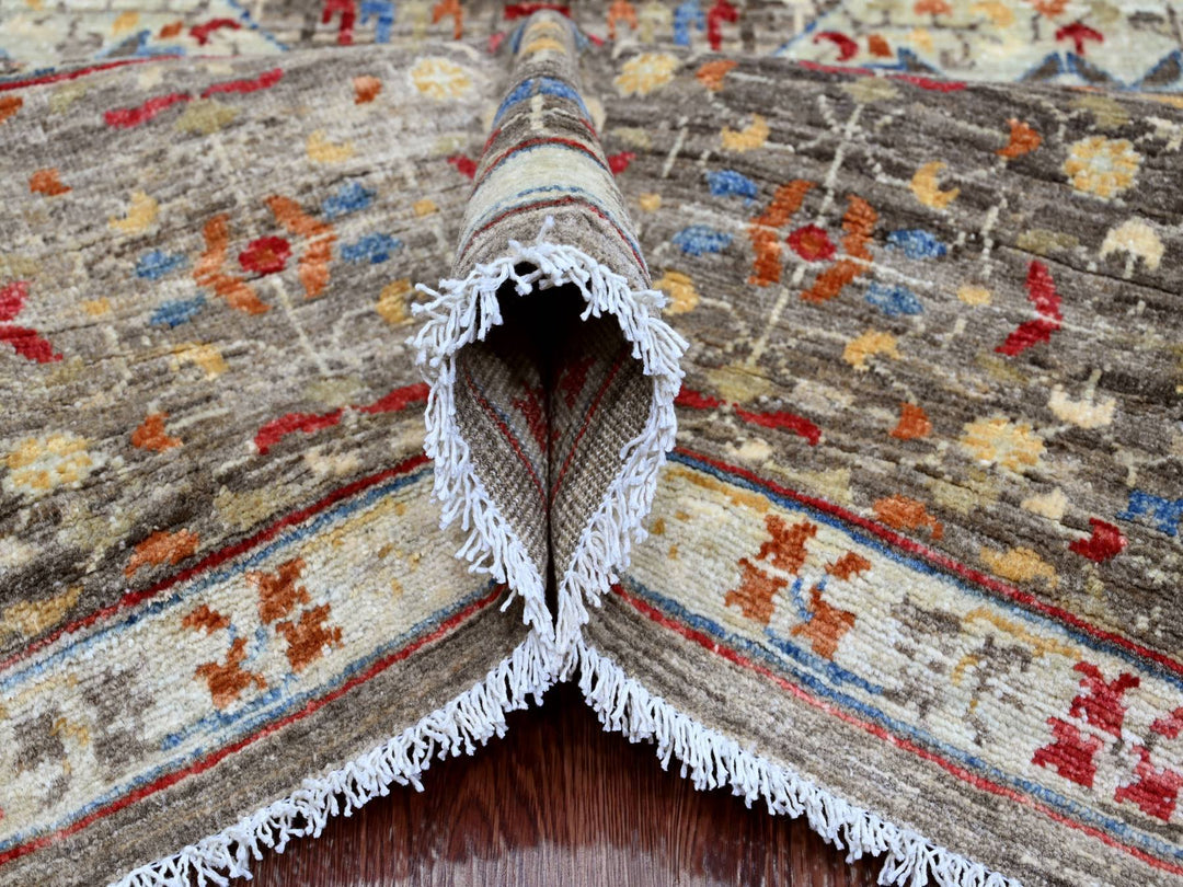 7'10" x 9'6" New Hand Knotted Brown Wool Rectangle Oriental Rug - MOA10220454