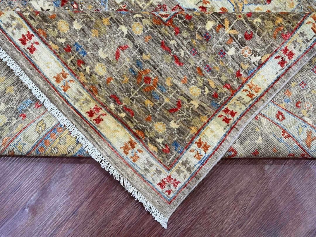 7'10" x 9'6" New Hand Knotted Brown Wool Rectangle Oriental Rug - MOA10220454