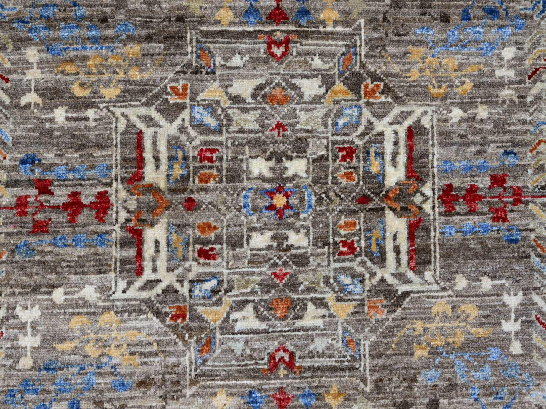 7'10" x 9'6" New Hand Knotted Brown Wool Rectangle Oriental Rug - MOA10220454