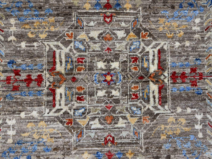 7'10" x 9'6" New Hand Knotted Brown Wool Rectangle Oriental Rug - MOA10220454