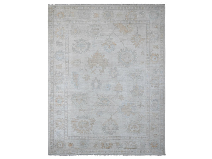 9'3" x 12'0" New Hand Knotted Ivory Wool Rectangle Oriental Rug - MOA10220459