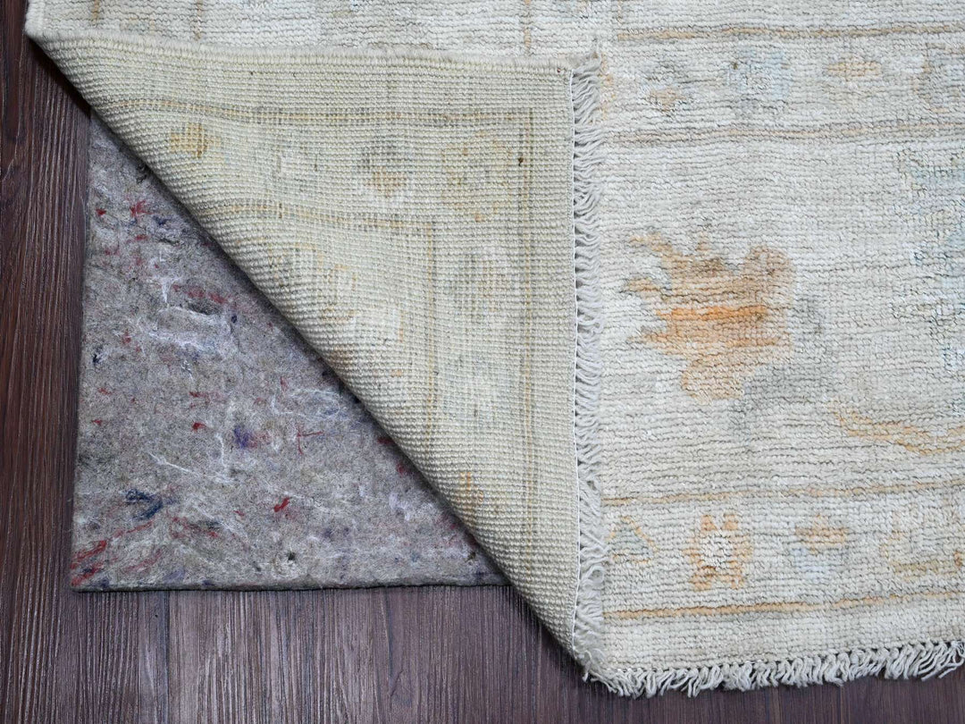 9'3" x 12'0" New Hand Knotted Ivory Wool Rectangle Oriental Rug - MOA10220459