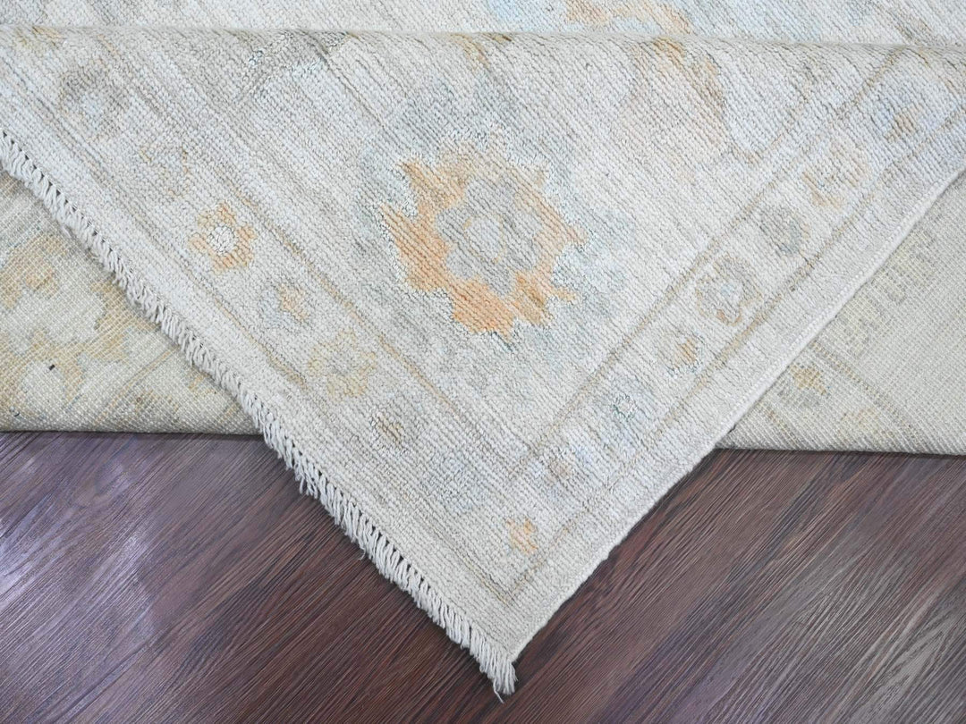 9'3" x 12'0" New Hand Knotted Ivory Wool Rectangle Oriental Rug - MOA10220459