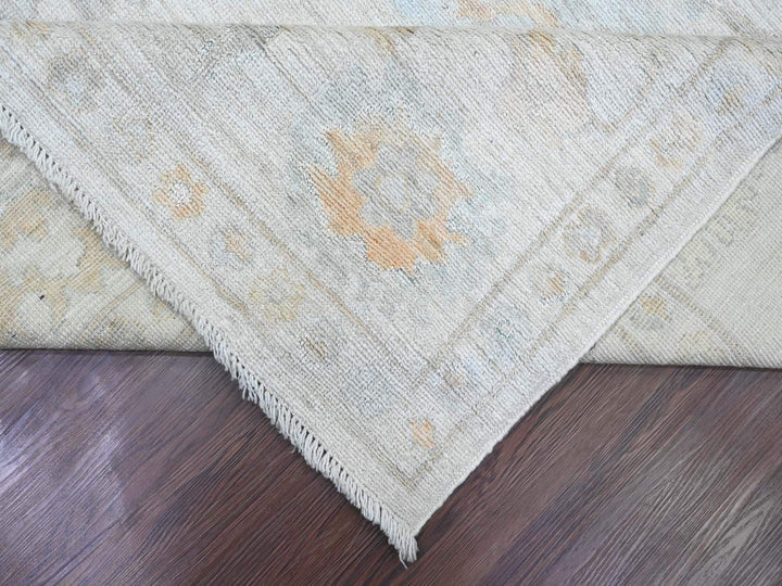 9'3" x 12'0" New Hand Knotted Ivory Wool Rectangle Oriental Rug - MOA10220459