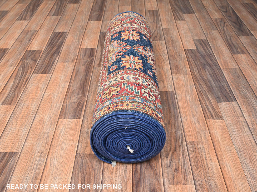 2'7" x 26'2" New Hand Knotted Blue Wool Runner Oriental Rug - MOA1022045