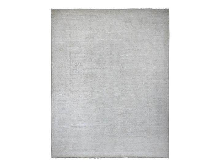 11'11" x 14'8" New Hand Knotted Ivory Wool Rectangle Oriental Rug - MOA10220461