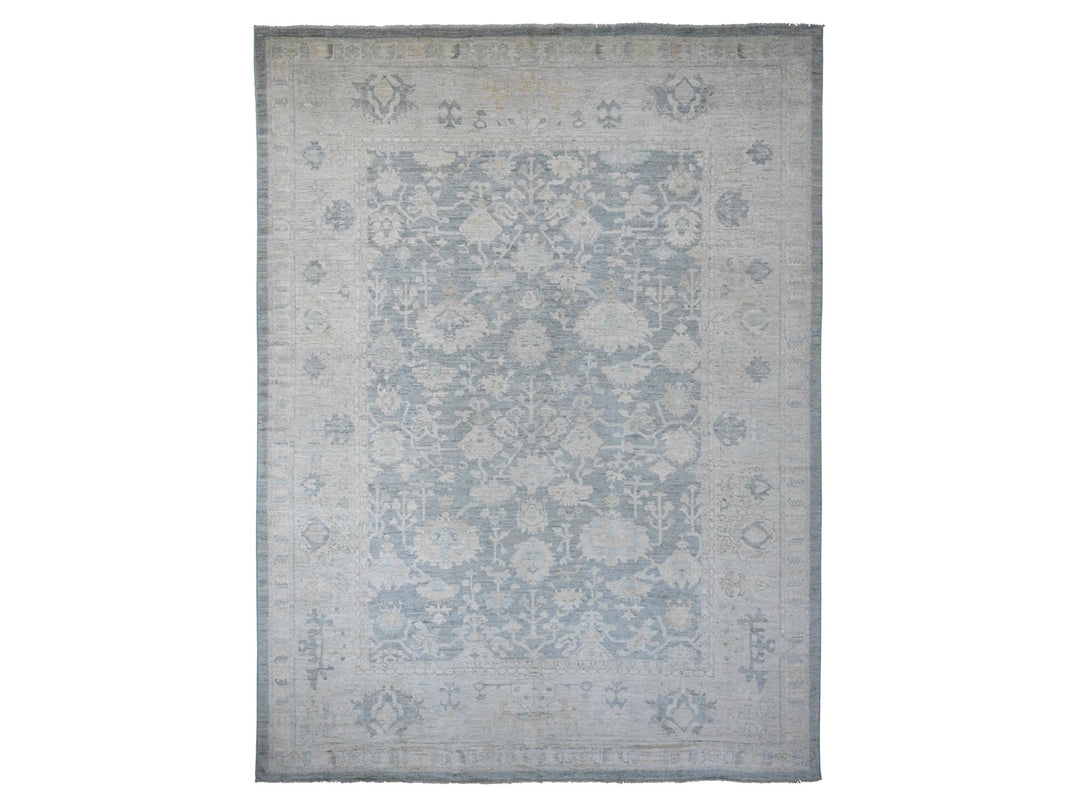 11'9" x 15'5" New Hand Knotted Grey Wool Rectangle Oriental Rug - MOA10220462