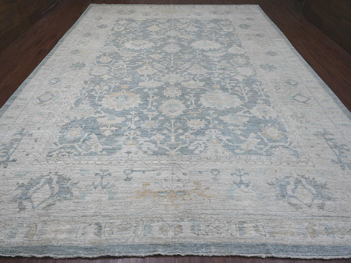 11'9" x 15'5" New Hand Knotted Grey Wool Rectangle Oriental Rug - MOA10220462