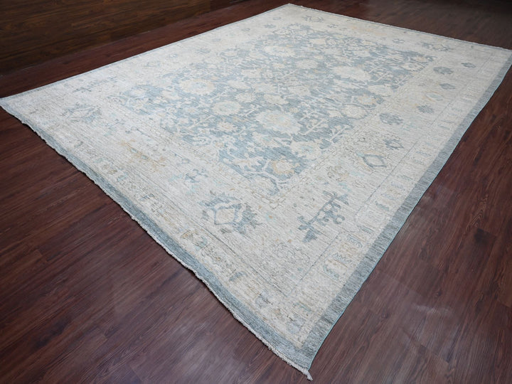 11'9" x 15'5" New Hand Knotted Grey Wool Rectangle Oriental Rug - MOA10220462