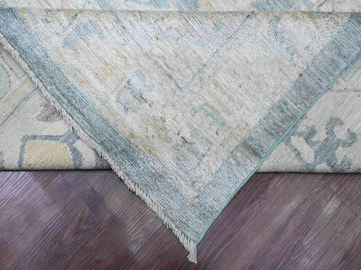 11'9" x 15'5" New Hand Knotted Grey Wool Rectangle Oriental Rug - MOA10220462