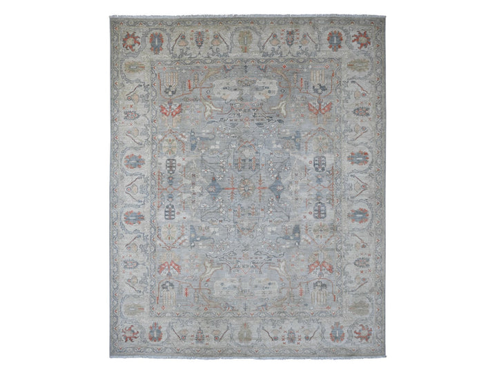 8'1" x 9'10" New Hand Knotted Grey Wool Rectangle Oriental Rug - MOA10220465