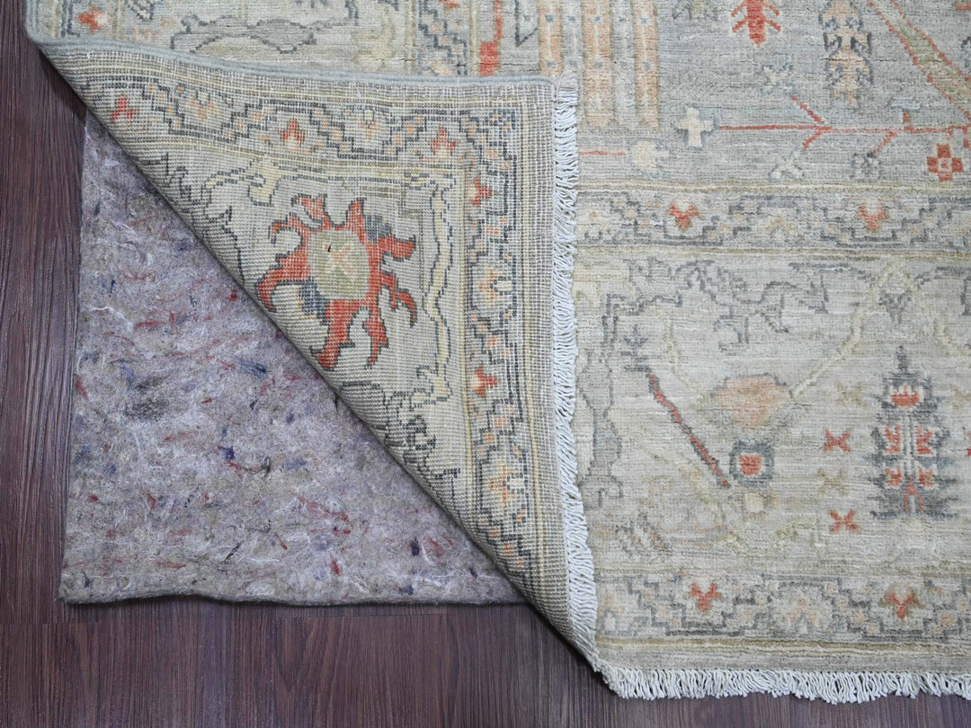 8'1" x 9'10" New Hand Knotted Grey Wool Rectangle Oriental Rug - MOA10220465