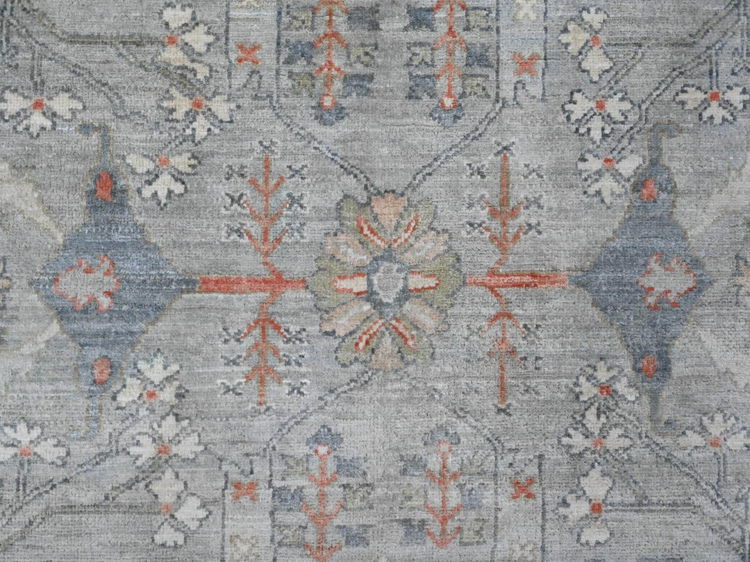 8'1" x 9'10" New Hand Knotted Grey Wool Rectangle Oriental Rug - MOA10220465