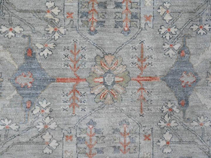 8'1" x 9'10" New Hand Knotted Grey Wool Rectangle Oriental Rug - MOA10220465