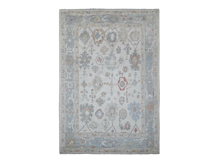 5'10" x 9'2" New Hand Knotted Ivory Wool Rectangle Oriental Rug - MOA10220469