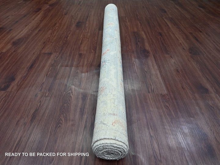 5'10" x 9'2" New Hand Knotted Ivory Wool Rectangle Oriental Rug - MOA10220469