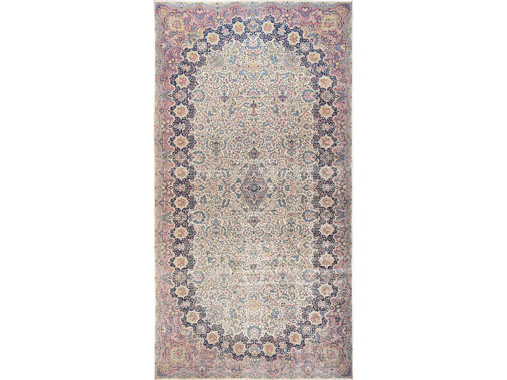 11'9" x 23'0" Vintage Hand Knotted Ivory Wool Rectangle Oriental Rug - MOA1022046