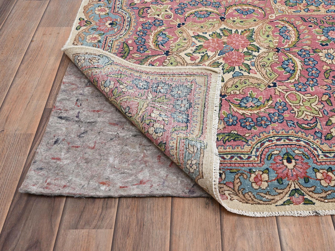 11'9" x 23'0" Vintage Hand Knotted Ivory Wool Rectangle Oriental Rug - MOA1022046
