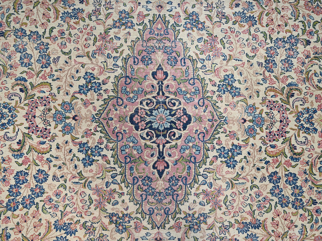 11'9" x 23'0" Vintage Hand Knotted Ivory Wool Rectangle Oriental Rug - MOA1022046