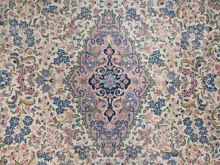 11'9" x 23'0" Vintage Hand Knotted Ivory Wool Rectangle Oriental Rug - MOA1022046