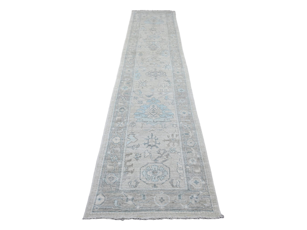 2'10" x 13'7" New Hand Knotted Ivory Wool Runner Oriental Rug - MOA10220473