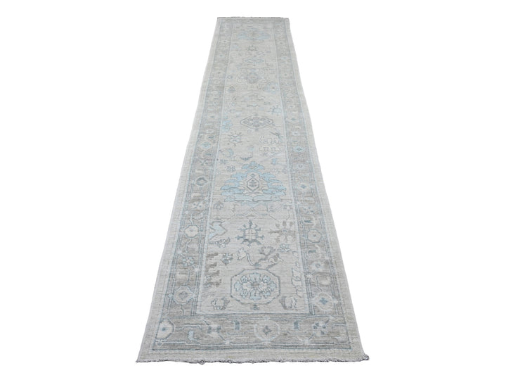 2'10" x 13'7" New Hand Knotted Ivory Wool Runner Oriental Rug - MOA10220473