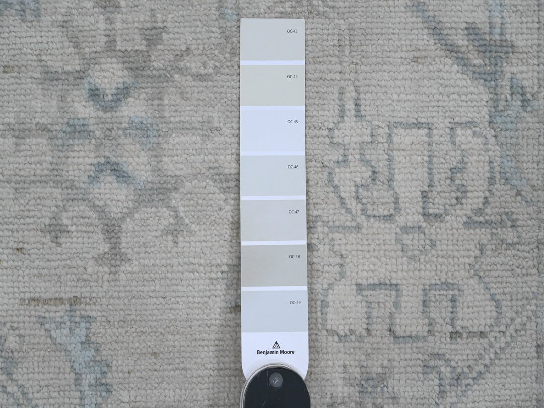2'10" x 13'7" New Hand Knotted Ivory Wool Runner Oriental Rug - MOA10220473