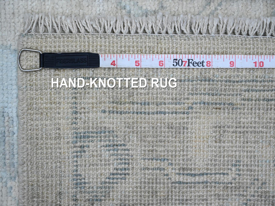 2'10" x 13'7" New Hand Knotted Ivory Wool Runner Oriental Rug - MOA10220473