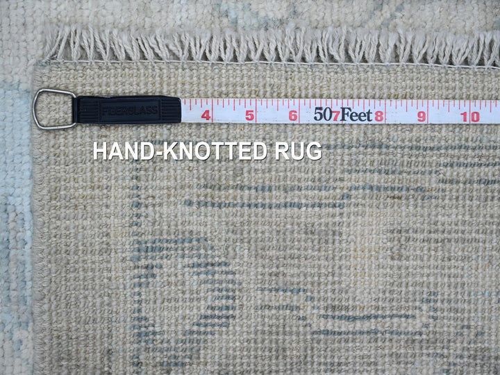 2'10" x 13'7" New Hand Knotted Ivory Wool Runner Oriental Rug - MOA10220473