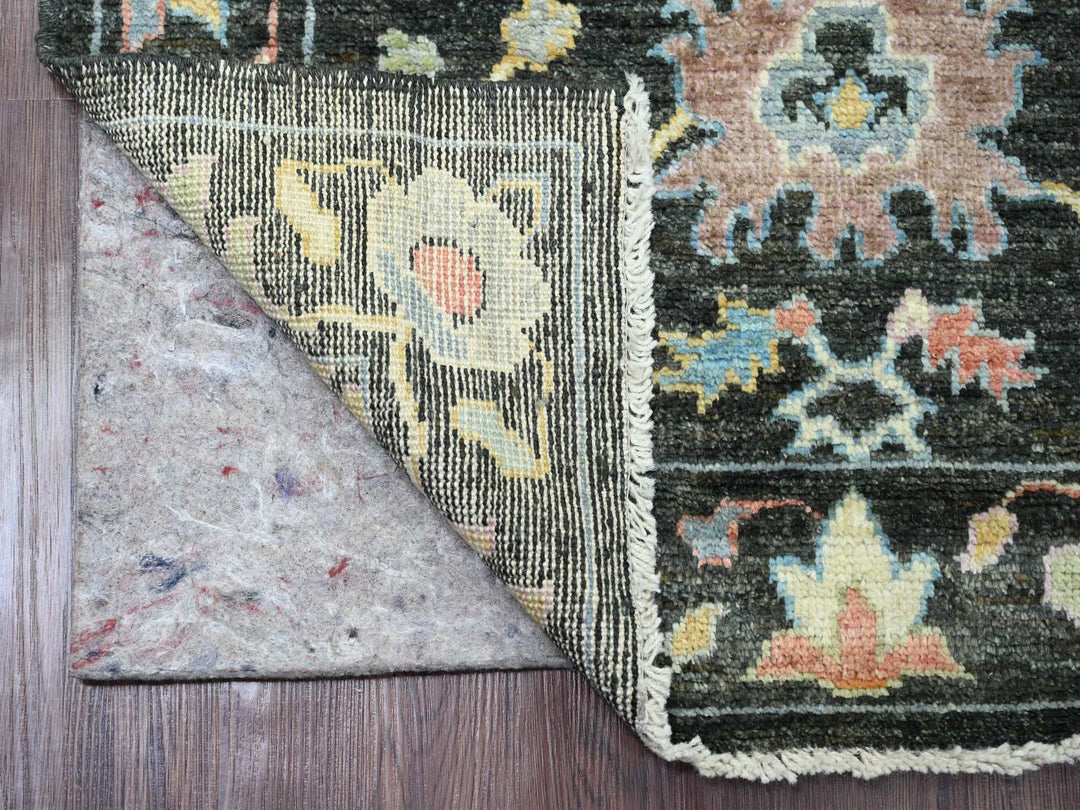 3'3" x 11'6" New Hand Knotted Black Wool Runner Oriental Rug - MOA10220474