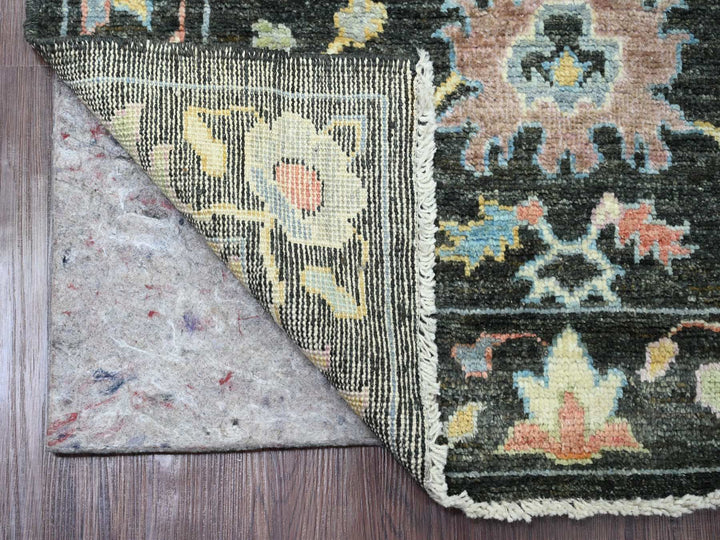 3'3" x 11'6" New Hand Knotted Black Wool Runner Oriental Rug - MOA10220474