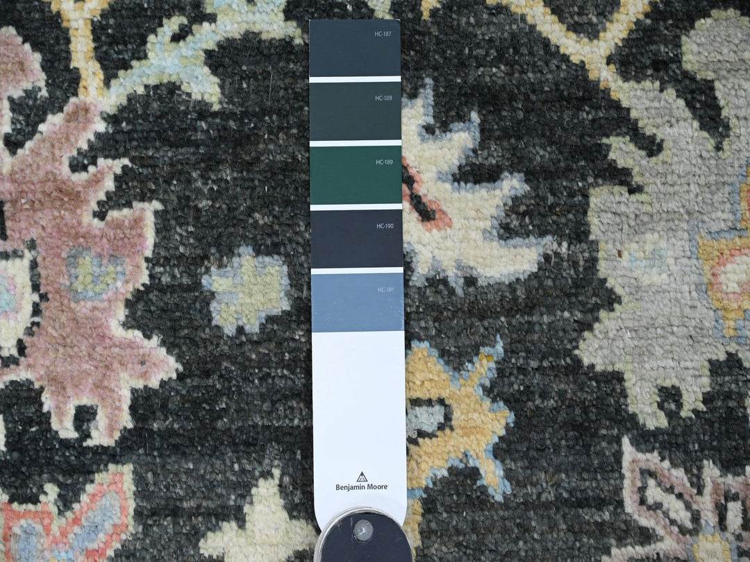 3'3" x 11'6" New Hand Knotted Black Wool Runner Oriental Rug - MOA10220474