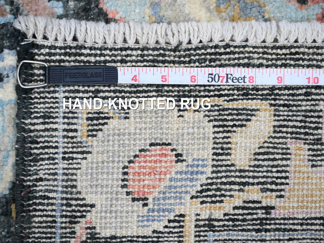 3'3" x 11'6" New Hand Knotted Black Wool Runner Oriental Rug - MOA10220474