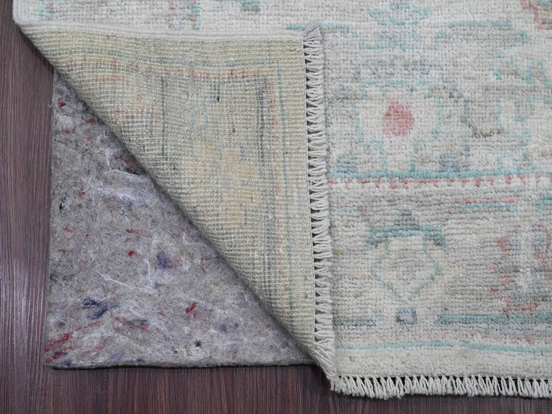 2'10" x 11'7" New Hand Knotted Ivory Wool Runner Oriental Rug - MOA10220475