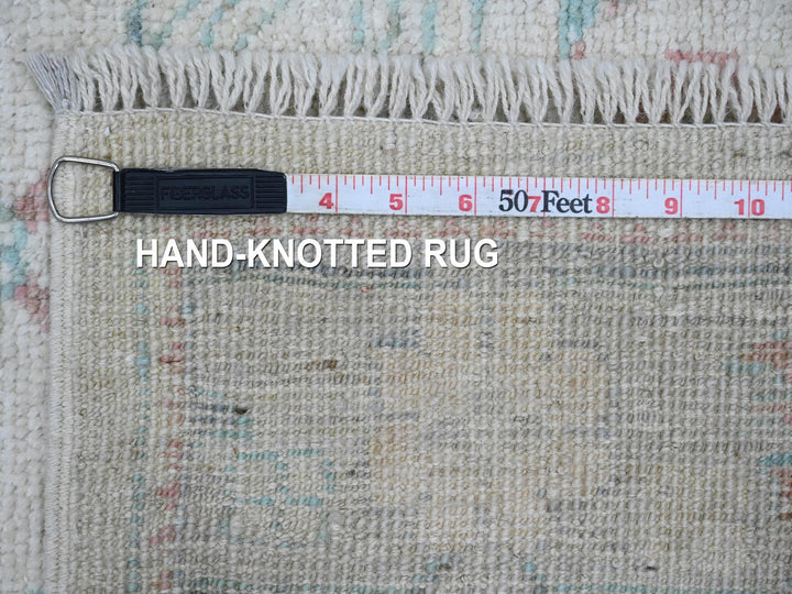2'10" x 11'7" New Hand Knotted Ivory Wool Runner Oriental Rug - MOA10220475