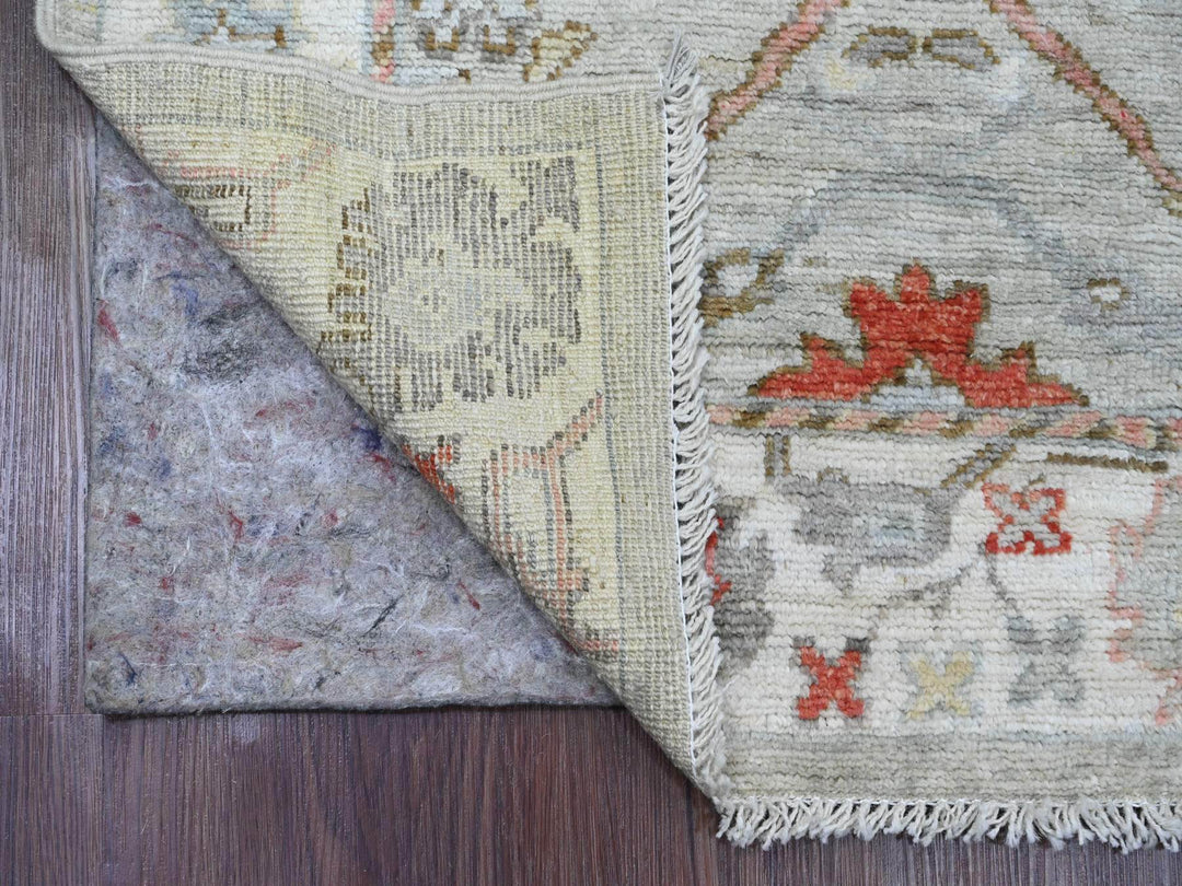 2'11" x 10'6" New Hand Knotted Grey Wool Runner Oriental Rug - MOA10220480