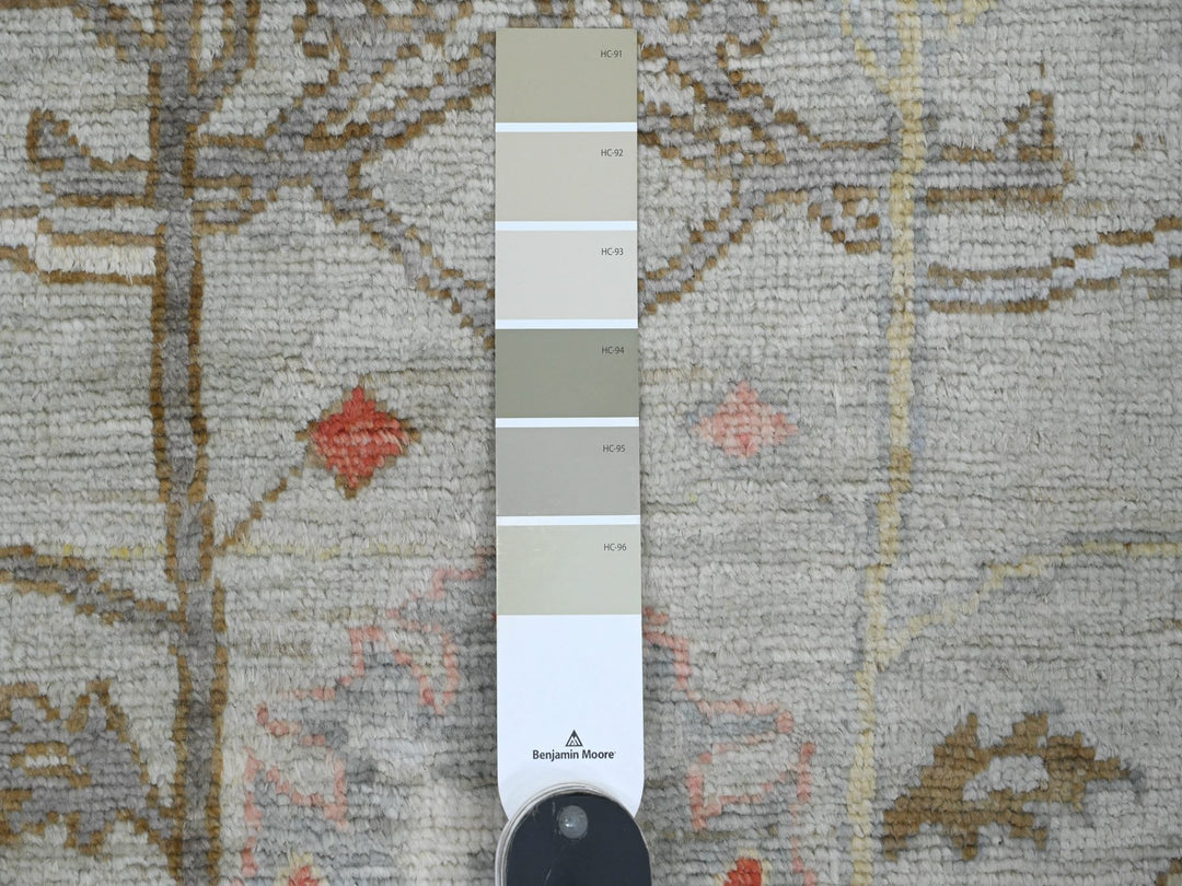 2'11" x 10'6" New Hand Knotted Grey Wool Runner Oriental Rug - MOA10220480