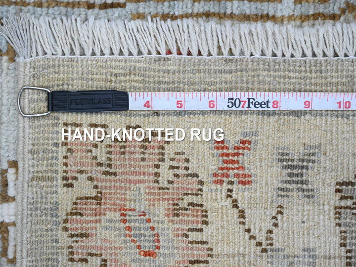 2'11" x 10'6" New Hand Knotted Grey Wool Runner Oriental Rug - MOA10220480