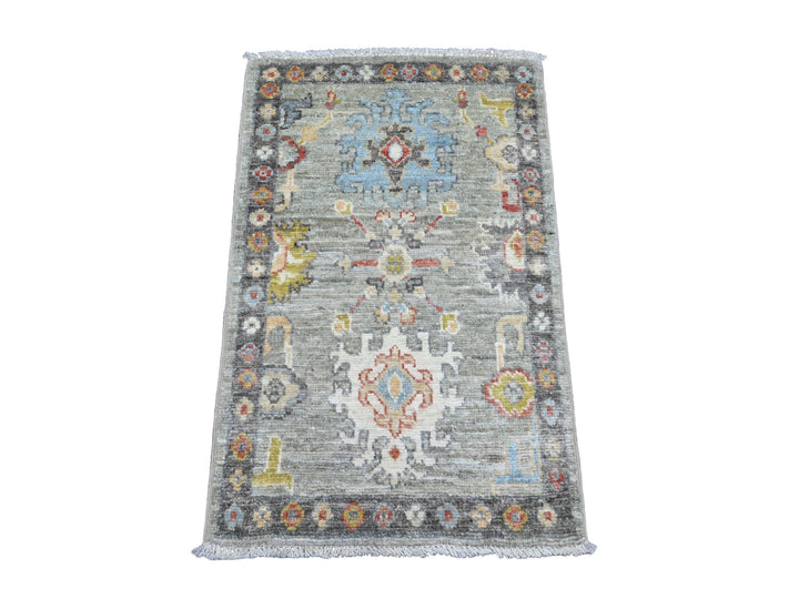 2'0" x 3'2" New Hand Knotted Grey Wool Rectangle Oriental Rug - MOA10220482