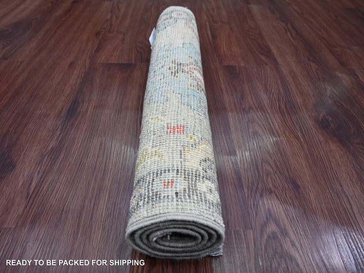 2'0" x 3'2" New Hand Knotted Grey Wool Rectangle Oriental Rug - MOA10220482