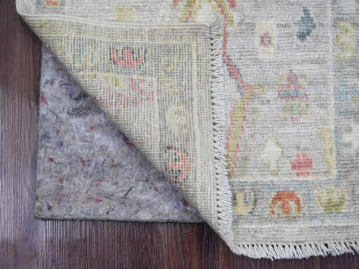 1'11" x 3'1" New Hand Knotted Grey Wool Rectangle Oriental Rug - MOA10220483
