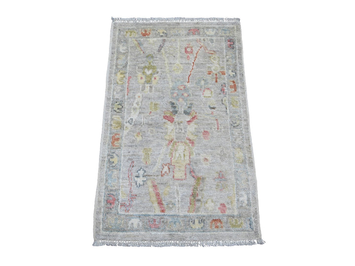 2'0" x 3'1" New Hand Knotted Grey Wool Rectangle Oriental Rug - MOA10220485
