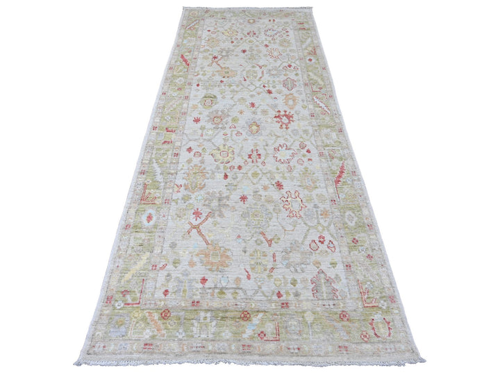 3'11" x 9'10" New Hand Knotted Ivory Wool Runner Oriental Rug - MOA10220486