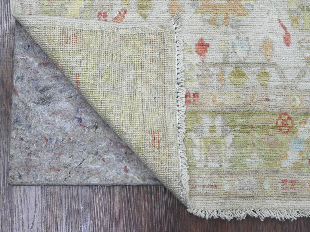3'11" x 9'10" New Hand Knotted Ivory Wool Runner Oriental Rug - MOA10220486